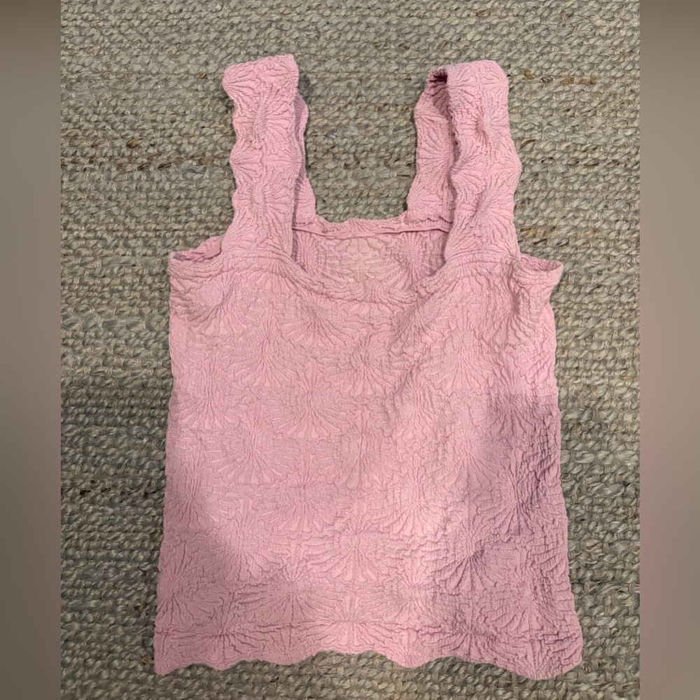 Free People Pink Smocked Sleeveless Tank Top